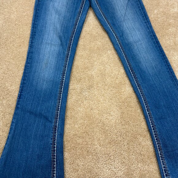 Y2K Women's Seven7 Boot Cut Flare Bling Stretch Jeans Size 10 W 30" L 32.5" Used - Picture 5 of 11